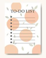 Fruit themed to-do list with checkboxes worksheet design template. Blank printable goal setting sheet vector