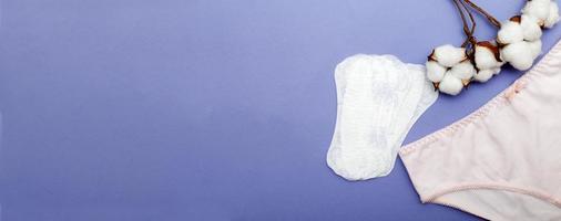 braguitas de mujer con algodón y protegeslips. concepto de higiene y atención de la salud de la mujer foto