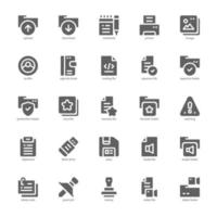 paquete de iconos de archivos y documentos para su sitio web, móvil, presentación y diseño de logotipo. diseño de glifo de icono de archivo y documento. ilustración de gráficos vectoriales y trazo editable. vector