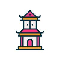 icono del templo chino para su sitio web, móvil, presentación y diseño de logotipo. vector