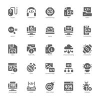 Programming icon pack for your website, mobile, presentation, and logo design. Programming icon glyph design. Vector graphics illustration and editable stroke.