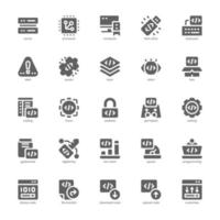 Programming icon pack for your website, mobile, presentation, and logo design. Programming icon glyph design. Vector graphics illustration and editable stroke.