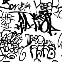 Patrón transparente de graffiti con etiquetas abstractas, letras sin sentido. textura dibujada a mano de moda, estilo retro de arte callejero, diseño de la vieja escuela para camisetas, textiles, papel de envolver, blanco y negro foto