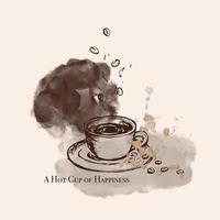 Watercolor illustration coffee print, frame for a shop or kitchen, coffee cup and coffee slogan. photo
