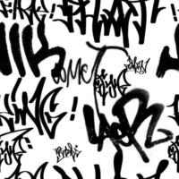Patrón transparente de graffiti con etiquetas abstractas, letras sin sentido. textura dibujada a mano de moda, estilo retro de arte callejero, diseño de la vieja escuela para camisetas, textiles, papel de envolver, blanco y negro foto