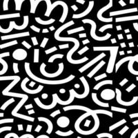 Seamless hand draw monochrome geometric pattern, black and white. photo