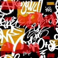 Seamless colorful hand draw graffiti pattern, watercolor, street art. photo