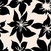 Seamless hand draw flowers pattern, monochrome floral pattern. photo