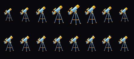 Telescopes different sizes with shine animation vector