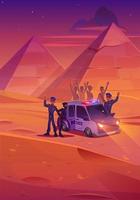 Policeman catch thief in desert in Egypt