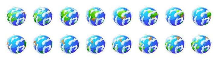 rotación del globo terrestre. iconos del mundo, planeta