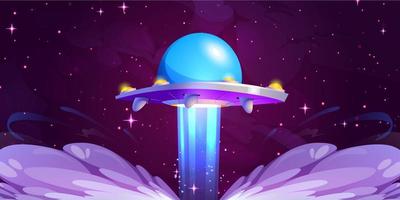 Alien spaceship in outer space vector