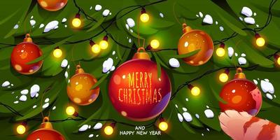 Merry Christmas and Happy New Year greeting card vector