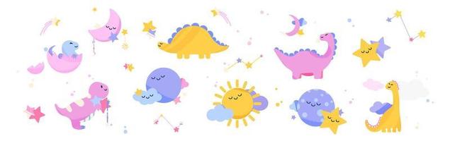 Cute dinosaurs in boho style for baby room vector