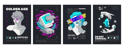 carteles de exhibición con diseño en estilo y2k vector