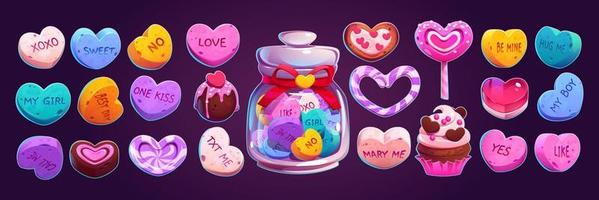 Candy hearts, Valentines day sweets, lollipop vector