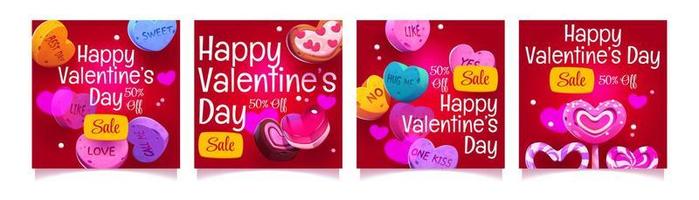 Valentines Day sale banner template set vector