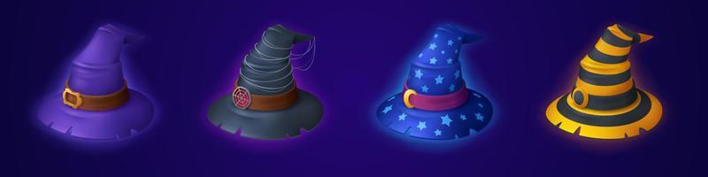 Witch and magician hats, Halloween party costume vector