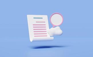 3D white checklist paper icon with clipboard pink, chat bubbles icons isolated on blue background. minimal social media messages concept, 3d render illustration photo