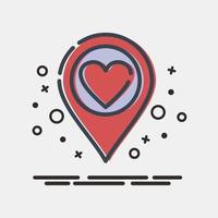 Icon love location. Valentine day celebration elements. Icons in MBE style. Good for prints, posters, logo, party decoration, greeting card, etc. vector