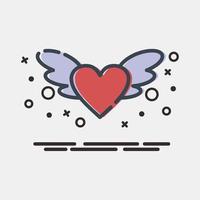 Icon heart with wings. Valentine day celebration elements. Icons in MBE style. Good for prints, posters, logo, party decoration, greeting card, etc. vector