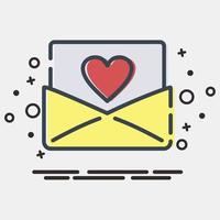 icono carta de amor. elementos de celebración del día de san valentín. iconos en estilo mbe. bueno para impresiones, carteles, logotipos, decoración de fiestas, tarjetas de felicitación, etc. vector