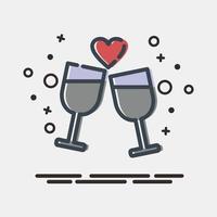Icon romantic date. Valentine day celebration elements. Icons in MBE style. Good for prints, posters, logo, party decoration, greeting card, etc. vector