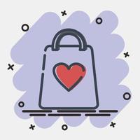 Icon valentine gift bag. Valentine day celebration elements. Icons in comic style. Good for prints, posters, logo, party decoration, greeting card, etc. vector