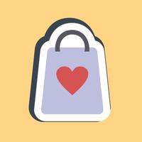 pegatina bolsa de regalo de San Valentín. elementos de celebración del día de san valentín. bueno para impresiones, carteles, logotipos, decoración de fiestas, tarjetas de felicitación, etc. vector