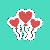 Sticker line cut heart shaped ballon. Valentine day celebration elements. Good for prints, posters, logo, party decoration, greeting card, etc. vector