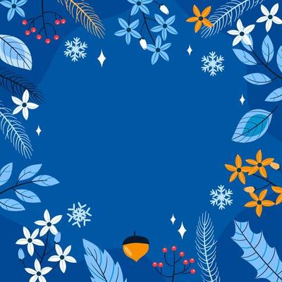 Blue Winter Foliage Border Background