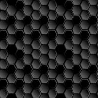 fondo de colmena negra. panal futurista, mosaico de células de colmena de abejas patrón sin fisuras. textura de células de malla geométrica realista. formas de miel de abeja. hexágono, rejilla hexagonal, ilustración vectorial hexagonal. vector