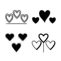 Hand drawn heart hearts love valentines day doodle scribble black line art sketch icon set vector