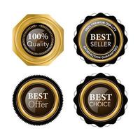 Collection of Elegant golden premium quality labels vector