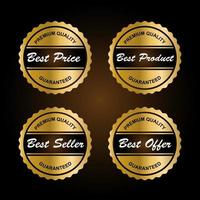 Collection of golden badges and labels retro style. vector illustration