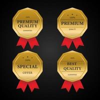 Gold badges seal quality labels. Sale medal badge premium stamp golden. vector illustration