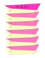 To do list on blank sticky notes. Vector goal list template. Table of plans. Inspiration poster design. Vector illustration