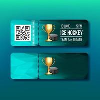 Ticket With Tear-off Coupon On Hockey Sport Vector