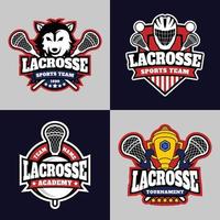 logotipo deportivo de lacrosse negro y rojo vector