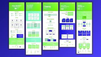 vector de diseño de página web. estilo de negocio del sitio web. esquema del sitio front-end. plantilla de aterrizaje. ciberespacio de innovación. blanco receptivo. esquema de beneficios ilustración