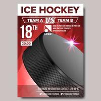 vector de póster de hockey sobre hielo. anuncio de evento deportivo. publicidad de banners verticales. liga profesional. ilustración de etiqueta de evento