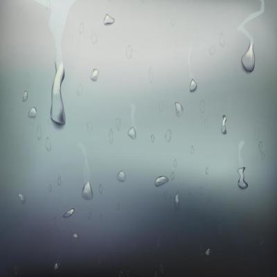 Wet Glass Vector. Drops On Window Glass. Wet Glass Surface. Realistic Illustration