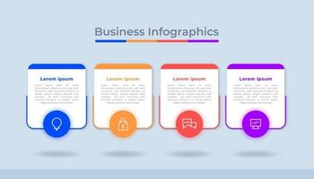 gráfico de proceso de visualización de datos comerciales de infografía de línea de tiempo. gráfico de diagrama abstracto con pasos, opciones vector