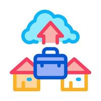 remote work with cloud store icon vector outline illustration