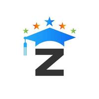 plantilla de diseño de logotipo de educación con plantilla de vector de sombrero de graduado de letra z