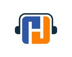 Letter H Music Logo Design. Dj Music And Podcast Logo Design Headphone Concept vector