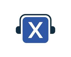 diseño del logotipo de la letra x música. concepto de auriculares de diseño de logotipo de música y podcast de dj vector