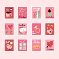 linda colección de pegatinas de sellos de san valentín vector
