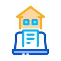 report on laptop home icon vector outline illustration