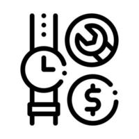 watch repair cost icon vector outline illustration